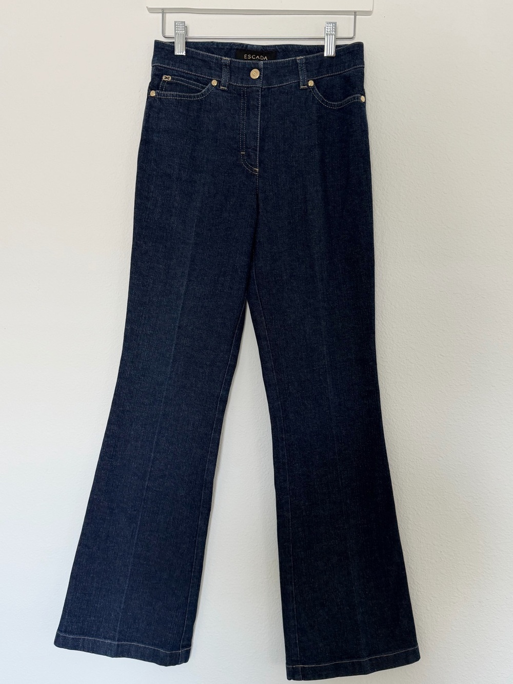 Escada Navy Flared Wide-Leg Jeans